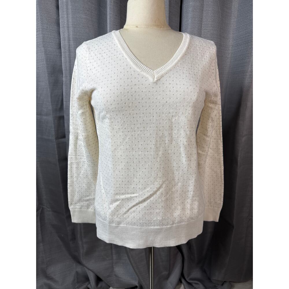Cream and Gold V neck Sweater Sz S